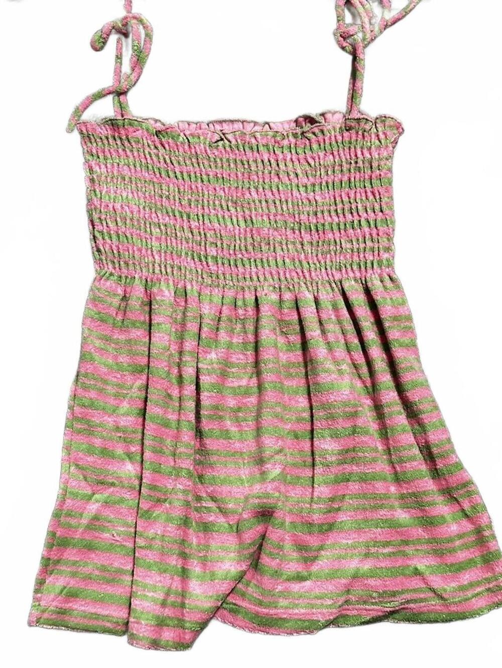 Y2K Monteau by Charlotte Russe Pink and Green Terry Cloth Babydoll Tank Size L